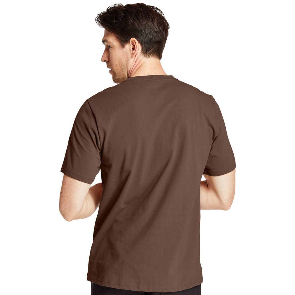 Timberland Mens T-Shirts PRO® Short Sleeve Base Plate Wicking - Brown - India DX7069348